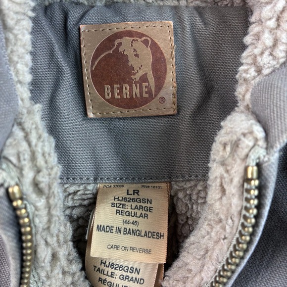 Berne Canvas Chore Jacket Mens L Brown Fleece Lined Hooded Barn Carhartt Style - Picture 4 of 7